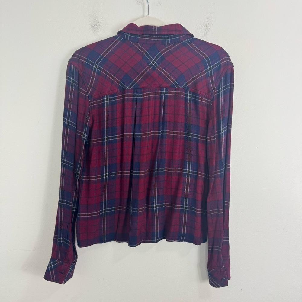 Rails Hunter Plaid Button Front Shirt Blue Burgundy Soft Rayon Size S - Picture 3 of 8